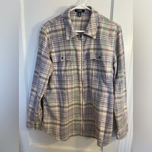 Womens Chaps Zip Up Flannel Top